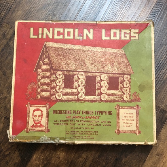 J.L. Wright Other - DEC SALE 1920's Antique Lincoln Logs Set Original Box, Instructions, J.L.Wright